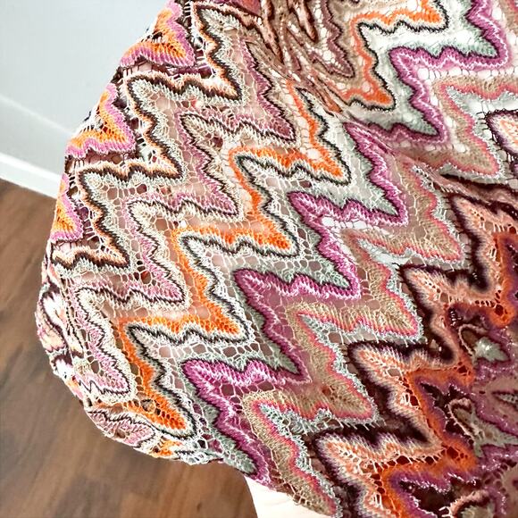 BECCA Sundown Crochet Knit Tunic Metallic Sheer Beach Cover Up Women's Size M/L - Picture 8 of 13